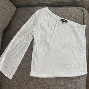Lea & Viola Shimmering Silver Sequin Blouse